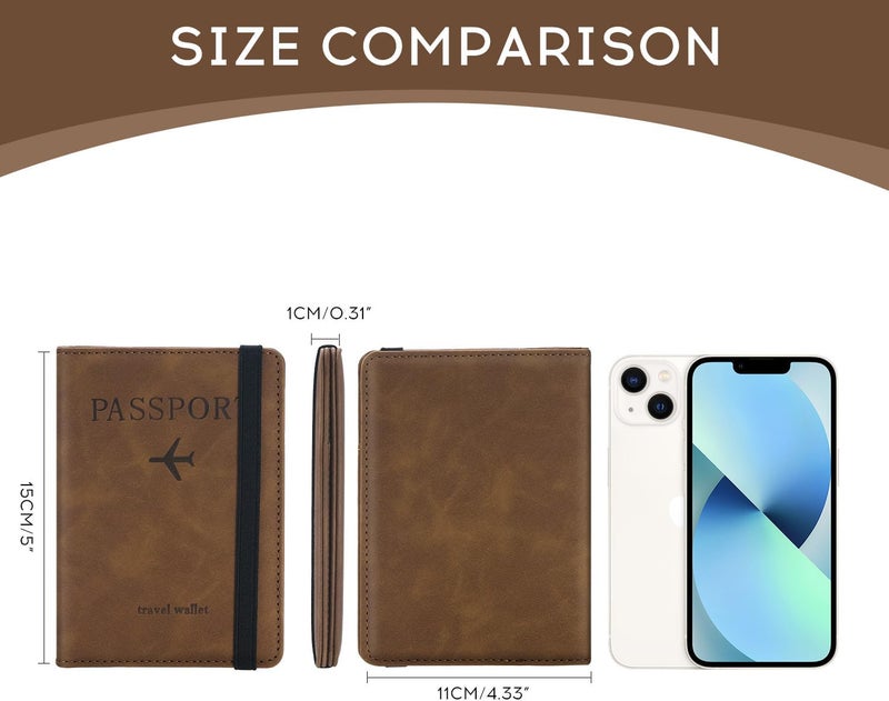 ILIYAH -Passport Cover-Passport Holder Travel Wallet-RFID-Blocking Passport Case Travel Accessories Card Holder Wallet Unisex Travel Gifts（Brown） - Image 2